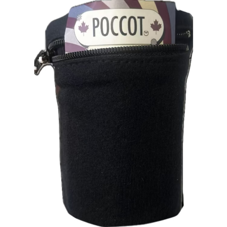 Wrist wallet, black rib cuff. Wristlet. Sports band. POCCOT. Wrist pocket. Travel accessory. Mini purse.